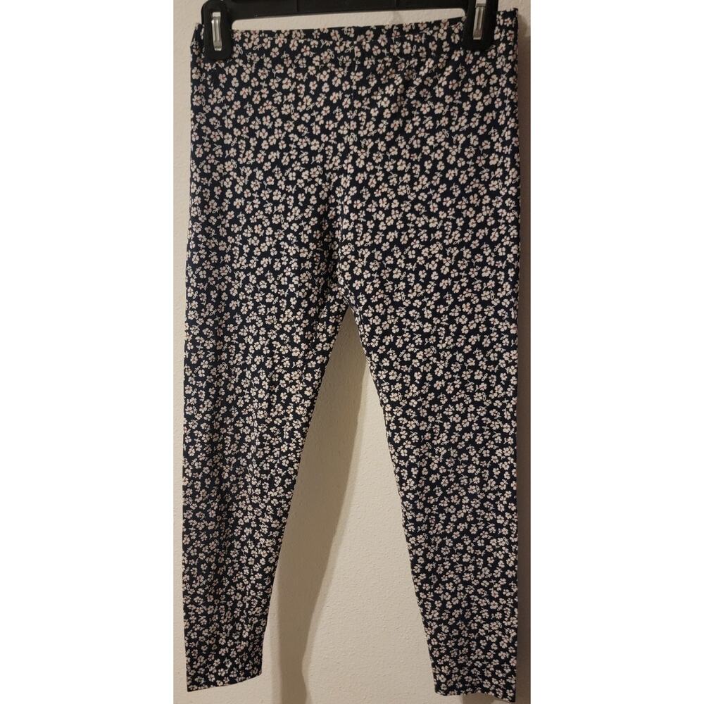 Polo Ralph Lauren teen's Ankle Legging Size L(12/14) Blue Floral Cotton Pull On